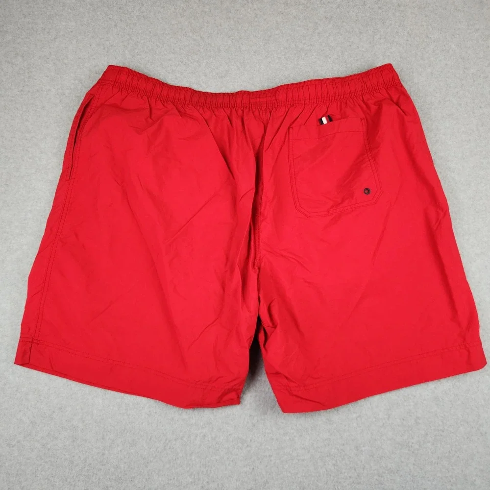 Tommy Hilfiger Mens Red Swim Trunks Mesh Lined Drawstring Shorts 3XL‎